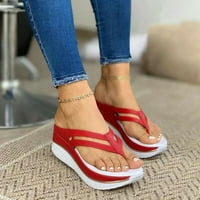 WEFUESD platforme sandale za žene papuče za žene Ženska modna ljetna potpetica Platforma Flip Flops Hollow Flip Flops Crvena 37