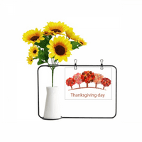 Dan zahvalnosti Crveni drveni akvarelni uzorak umjetni suncokret vaze Blassing kartica