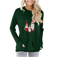Žene Ležerne prilike sa slobodnim tunikom Dugim rukavima udobnosti dukseri pulover Xmas Reindeer Grafičke majice Bluze plus veličina