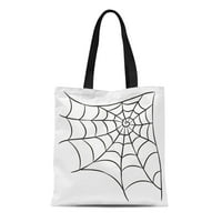 Platno tota torba Spiderweb Halloween Black Spider Arachnid Cobweb Contour Conteur za višekratnu upotrebu na ramena Trgovinske torbe