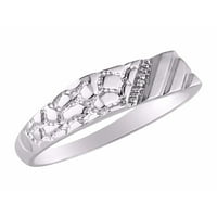 Muški prstenovi 14K bijeli zlatni prsten u nugget prstenu s istinskim dijamantima; Prstenovi za muškarce
