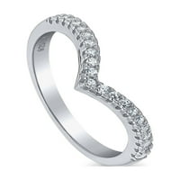 Sterling srebrni vjenčani prstenovi kubični cirkonia CZ zakrivljeni pola vječne prsten za žene, rodijumske