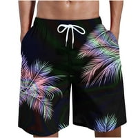 Havajski kratke hlače za muškarce prevelizirani fit tropski palminski palmini zalazak sunca za ispis Pravo pet točka kupaćih kupaćih kupaćih kostima crna m