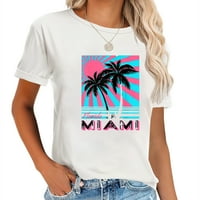Miami Beach Florida Miami Palm Trees Majica Cool i casual ženska majica - Komforni grafički kratki rukav