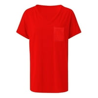 Košulja za žene casual solid v vrat kratki rukav labav molbe za odmor ljeta TEES bluza