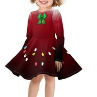 Božićne haljine s dugim rukavima Lagane djece Djevojke haljine Veličina 9-godina Party haljina casual