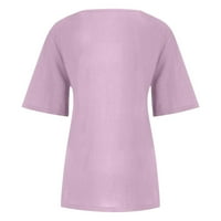 Yyeselk prevelizovane majice za žene kotrljaju manžetne kratke rukave okrugli vrat ugodne bluze modni