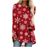 TKLpehg božićne majice za žene Grafičke masene pulover vrhovi labavi fit bluza Božićne snježne pahulje