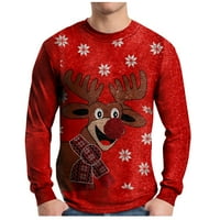 Tking modni muški košulje božićne okrugle ovratnike džemper proljeće i jesenske majice dugih rukava za muškarce