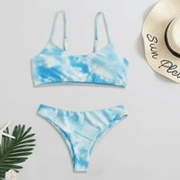 Ženski kupaći kupaći kostim dva tie-boja Ispis Brazilski visoko rezani bikini setovi za žene