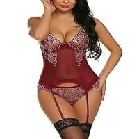 Uerlsty Womenke Donje rublje Set Lace Mesh BRA haljina s podvezicom Beand rungerie Babydoll Nightdress