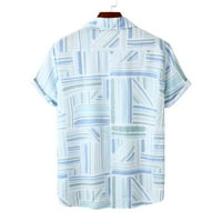 Ležerne majice za muškarce - otkaz ovratnik kratkih rukava s kratkim rukavima za bluze s gumbom labave košulje vrhovi svijetlo plava