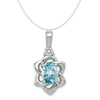 Carat u Karatsu sterling srebrni polirani finirani dijamantni dijamantni svijetlo plavi Topaz šarm Privjesak