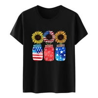Ljetne kratke rukave vrhovi za žene Dan nezavisnosti Majica za odmor CrewNeck labava ležerna majica