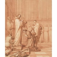 Matthieu Elias Black Ornate Wood uokviren dvostruki matted muzej umjetnosti pod nazivom: Jean de la barriere blagoslov u kardinalu