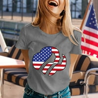 Ženske majice Dan nezavisnosti Ispiranje casual okruglog vrata majica kratki rukav labav veličina majica