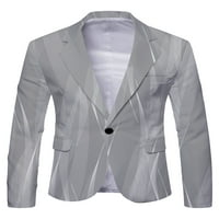 Colisha Muška poslovna jakna Čvrsta boja Blazer dugih rukava Cardigan Jackets Regular Fit Formalno rever na mreži Siva m