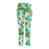 Pamučne posteljine Capri manžetne hlače za žene cvjetni leptir print jeseni elastični pantalone struka
