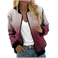 Ženska kaput jakna plus veličina ležerna temperamenta modna stalka ovratnik sa džepom jakne sa zatvaračem otisnuta casual jakna ružičasta