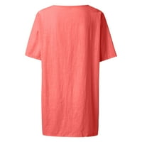 Ženske vrhove pluge na ležernu bluzu V-izrez Čvrsta žena TEE Ljetni bluza dužine lakta crvena 2xl