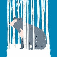 Zima u šumi Muški tirkizni plavi grafički tee - Dizajn ljudi 2xl