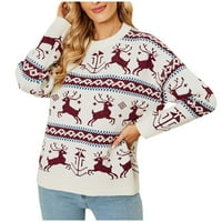 Clearsance Božićni džemper za žene praznične zabavne džempere Pulover Crew vrat Xmas Rewer pahuljica