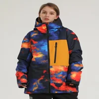 Ženske jakne za snijeg Šarene printom Trupne šavove Termička skijaška jakna Vodootporna i otporna na