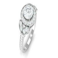 Vintage inspirirani moissan zaručni prsten za žene - D-VS razred, 14k bijelo zlato, US 4.00