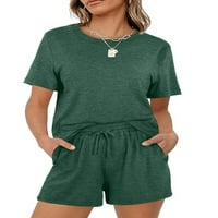 Colisha Ženska noćna odjeća Elastična struka Sleep odjeća s kratkim rukavima Salon za salon Ležerne prilike za crteži PAJAMAS Green XL