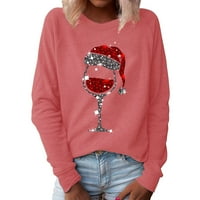 Majice za žene Božićni pulover cvjetni print o džemperi na vratu Lagane rukave Casual Bluza Top Majica