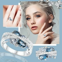 Lroplie prstenovi za žene djevojke Nakit set pjenušava plava spintel set nježan luksuzni pokloni za