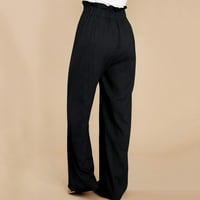 Cvjetni saksiji ležerne zakrpe za ženske retro ispisane hlače elastične casual pantalone za žene Stretch širokih lukava za noge Žene slatke dukseve visoke struke hlače za žene povremene tamne haljine za žene