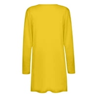 BDFZL ženske ležerne vrhove Žene pune boje dugih rukava Ležerne prilike bluza sa džepom kardigan žutim