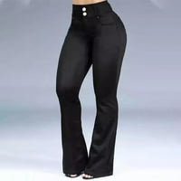 Plus veličine traperica za žene traper hlače visoke struke ulične hlače sa džepovima Flare Solid Lounge