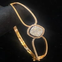 1. Carats Marquise Princess okrugli dijamanti Izjava HALO narukvica u znak Hallmark 14K Rose Gold