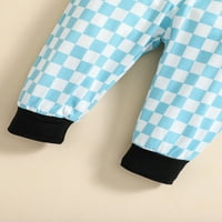 CODUOP TODDLER-ova Checker tablica za odjeću Print dugih rukava s kapuljačom dugačke hlače
