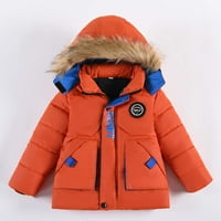 Toddler jakna 2- godine Toddler Baby Boys Slatka moda Solidna boja Zimska kapuljača Držite toplu pamučnu odjeću debela kaput narančasta 4 godine