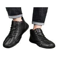 Gomelly Muške čizme Fau kožne čizme za gležnjeve čipke stanovi ležerne cipele haljina radne crne 6