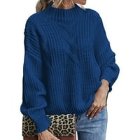 Beppter Womens Turtleneck prevelizirani džemperi Žene, čvrsti duks dugih rukava, gužve za pletenje
