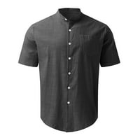 Odeerbi muške košulje u boji, casual majica kratkih rukava, tasteri za majicu na vrhu tamno siva