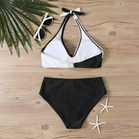 Knosfes visokog struka kupaći kostim za kupanje za kupanje za žene Bikini Halter bikini set twist front