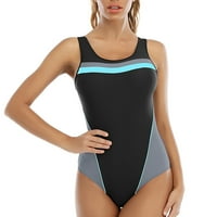 Cofeemo Ženski sportski kupaći kostimi Konzervativni blokiranje boje seksi kožer bez leksa sivi medij