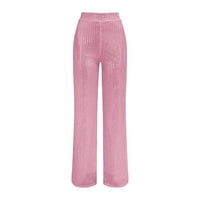 Tiqkatyck Plus veličine za žene, ženski visoko struk sa labavim draperskim hlačama modne casual pantalone casual pantalone za žene ružičaste