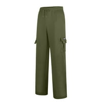 Advoicd Men Hlače za vruće vremenske mens mens crne teretne hlače Muške posteljine hlače nacrtavajuće ležerne ljetne plaže labave pantalone zelena 4xl