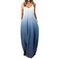 Xiuh Wrap Maxi haljina za žene V izrezom Ispis labave kaiševe haljina bez rukava bez ramena boho casual