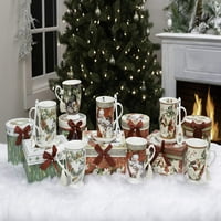 Whimmical Crveni Santa sa snjegovićima i štenad porculanski kafe kafe šolica čaja