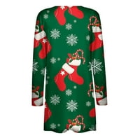 Zunfeo Cardigan za žene Dressy - labav fit s džepovima tiskani Božićni novi dolazak Crewneck kratki rukav majica zelena s