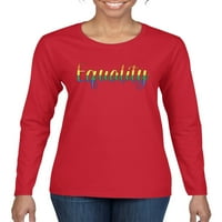 Jednakost skripta Rainbow LGBT Pride ženska grafička majica dugih rukava, crvena, mala