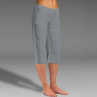 Žene Modne pune boje pamučne fla elastične duge hlače na plaži pantalone za slobodno vrijeme