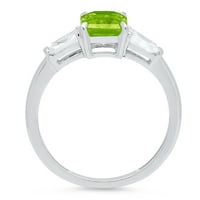 2. CT Sjajni smaragdni rez prozirni simulirani dijamant 18k bijelo zlato Trobotan prsten s 4505